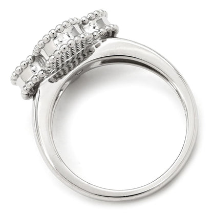 Van Cleef & Arpels Ring Vintage Alhambra Pearl White Gold 52 Shell Diamond — view 2