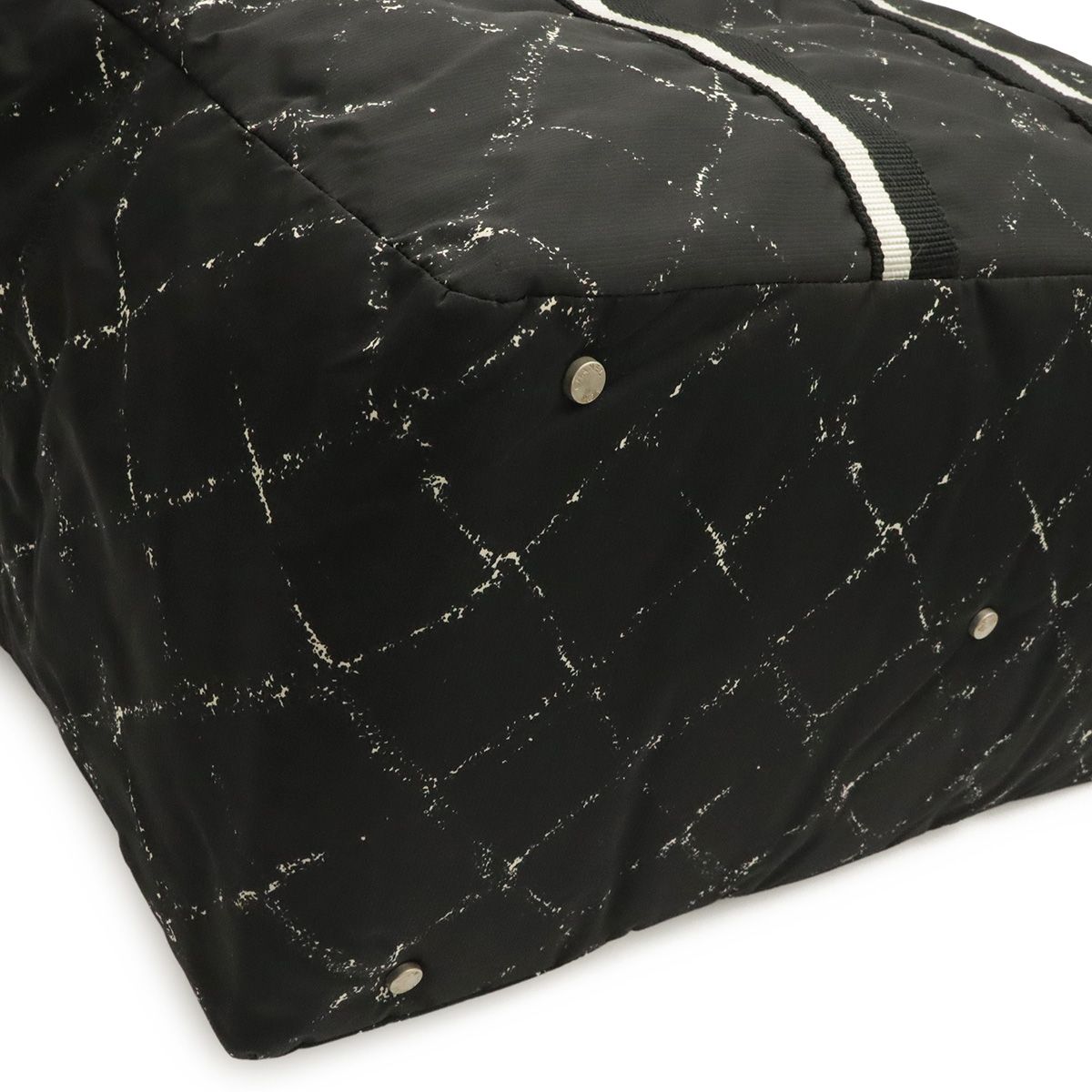 Chanel Travel Line Boston Bag Purse Nylon Black Red — view 3