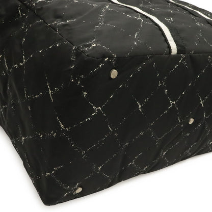 Chanel Travel Line Boston Bag Purse Nylon Black Red — view 3