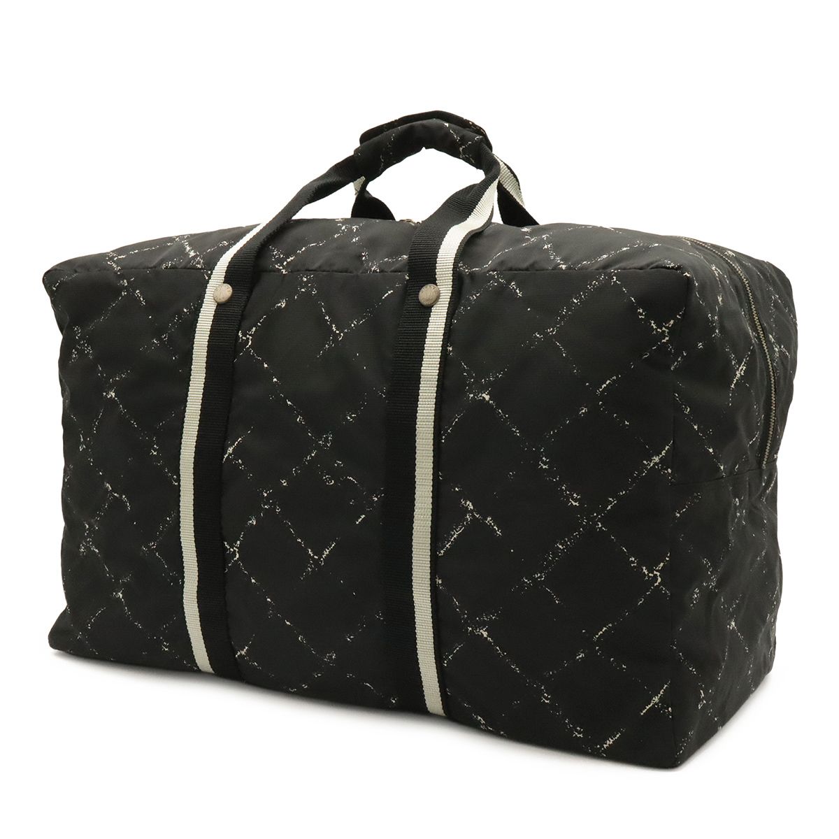Chanel Travel Line Boston Bag Purse Nylon Black Red — view 2