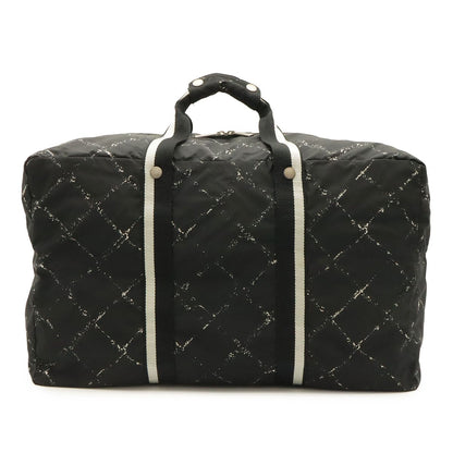 Chanel Travel Line Boston Bag Purse Nylon Black Red