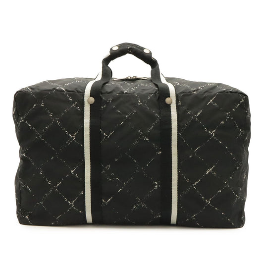 Chanel Travel Line Boston Bag Purse Nylon Black Red