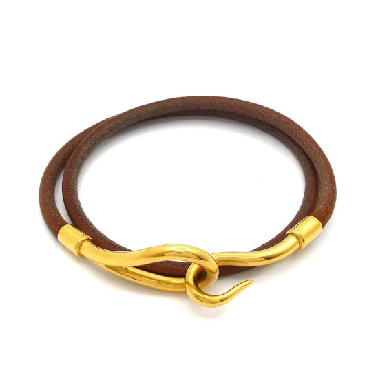 Hermes Bracelet Jumbo Leather Brown Gold