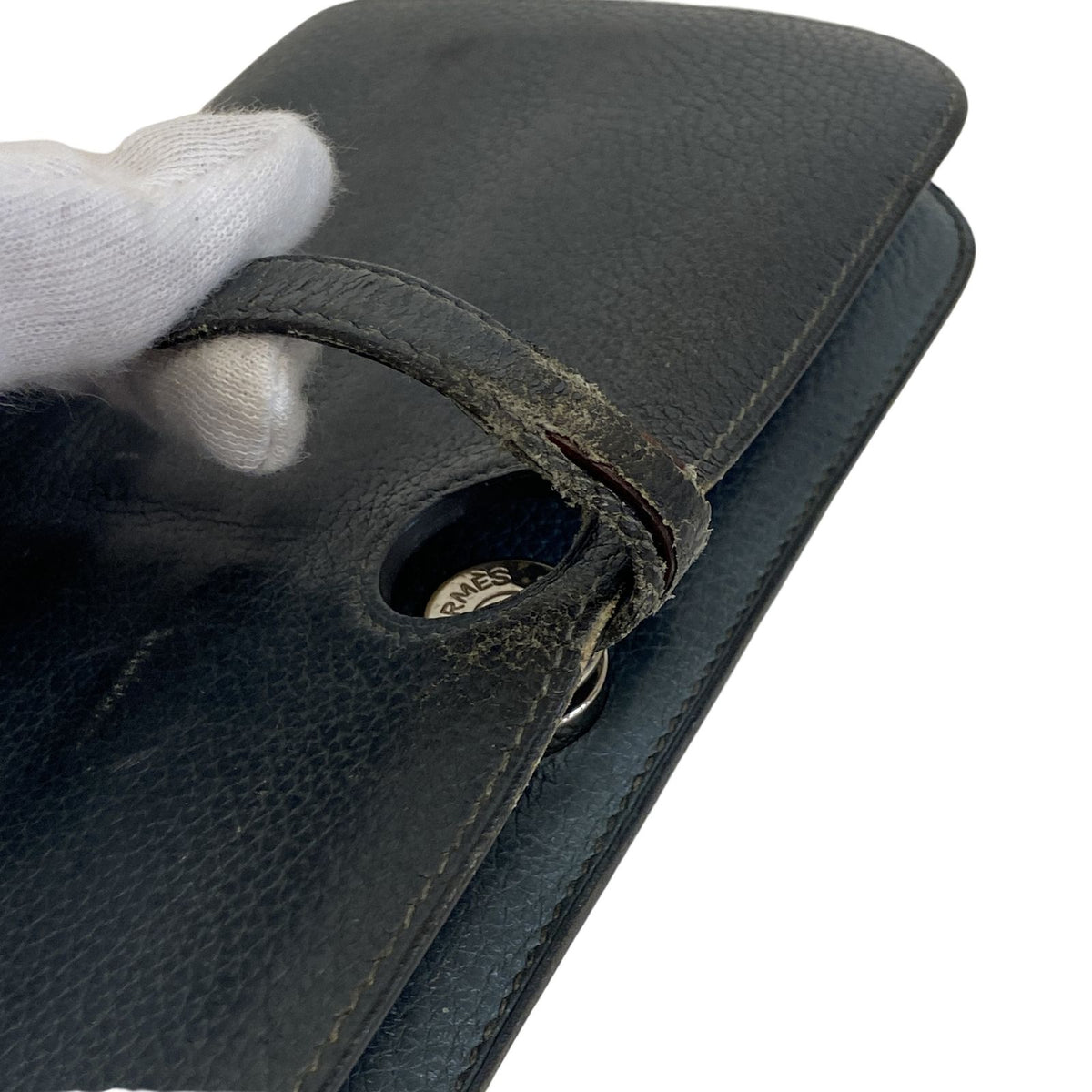 Hermes Dogon Long Leather Wallet Bifold Gray — view 5