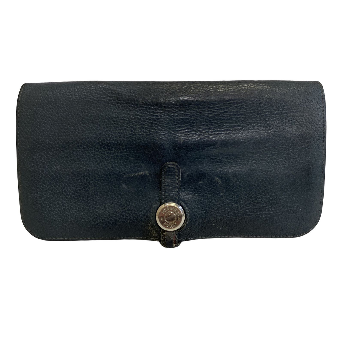 Hermes Dogon Long Leather Wallet Bifold Gray
