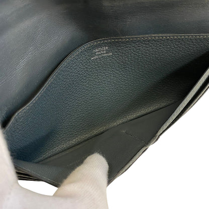 Hermes Dogon Long Leather Wallet Bifold Gray — view 8