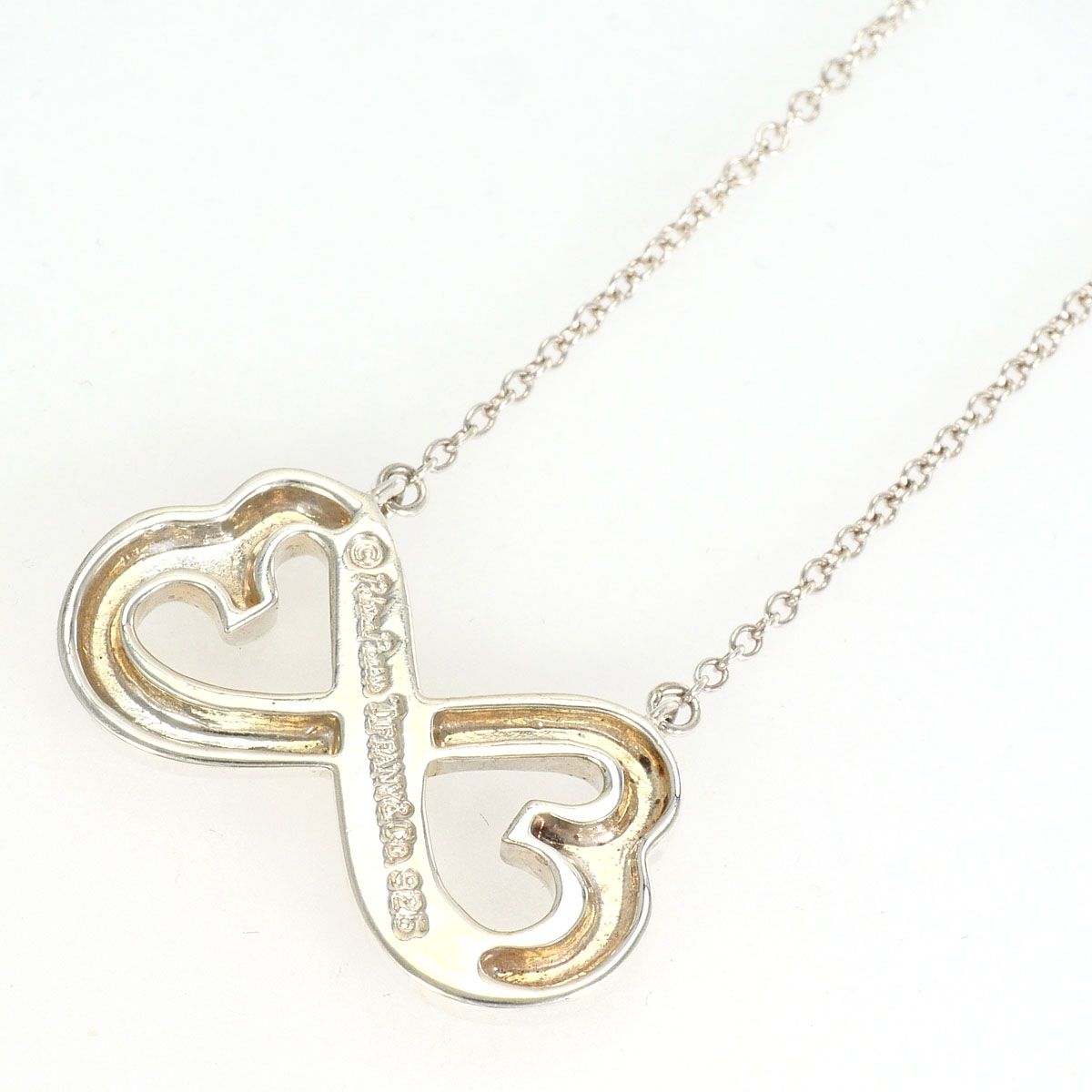 Tiffany & Co Double Loving Heart 925 Sterling Silver Necklace 42 — view 3