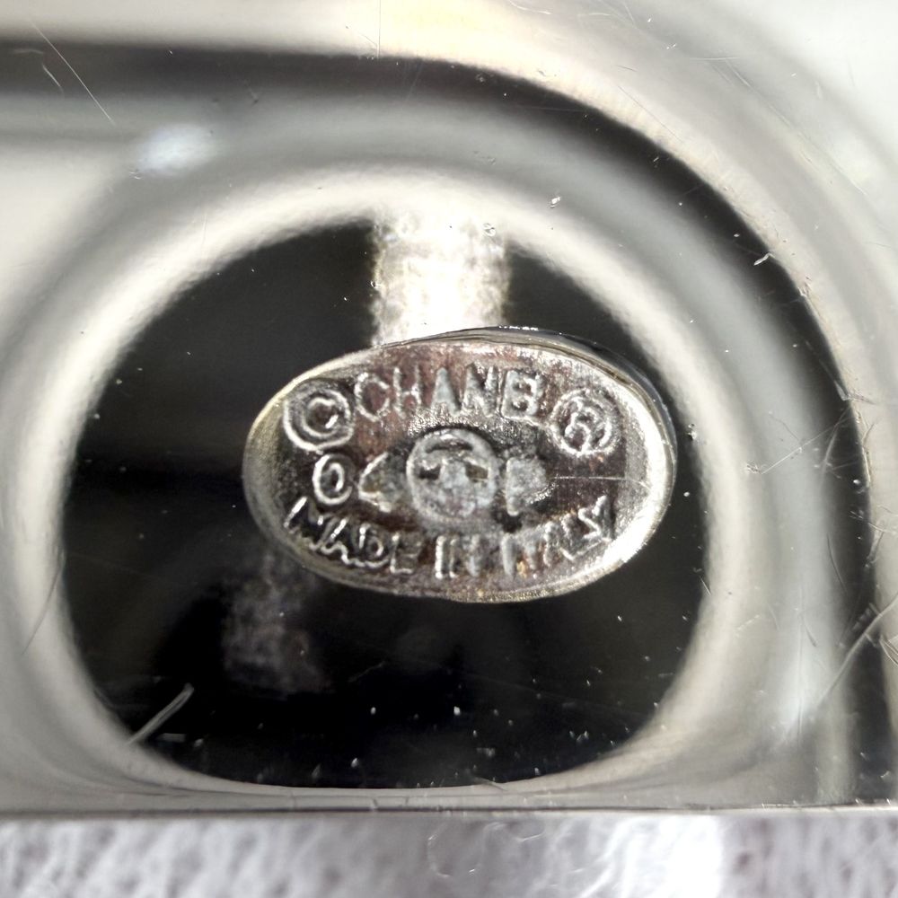 Chanel Brooch CC Logo Record Motif 04P Silver Black — view 4