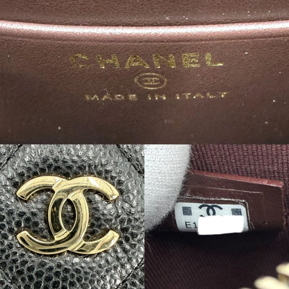 Chanel Shoulder Bag Quilted Chain Pochette Crossbody CC Logo Caviar Leather — view 5