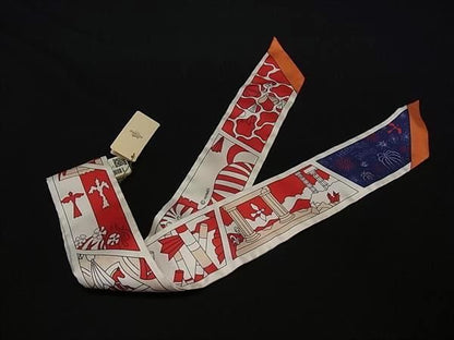 Hermes Factory Suit Twilly Silk Ribbon Scarf White — view 2