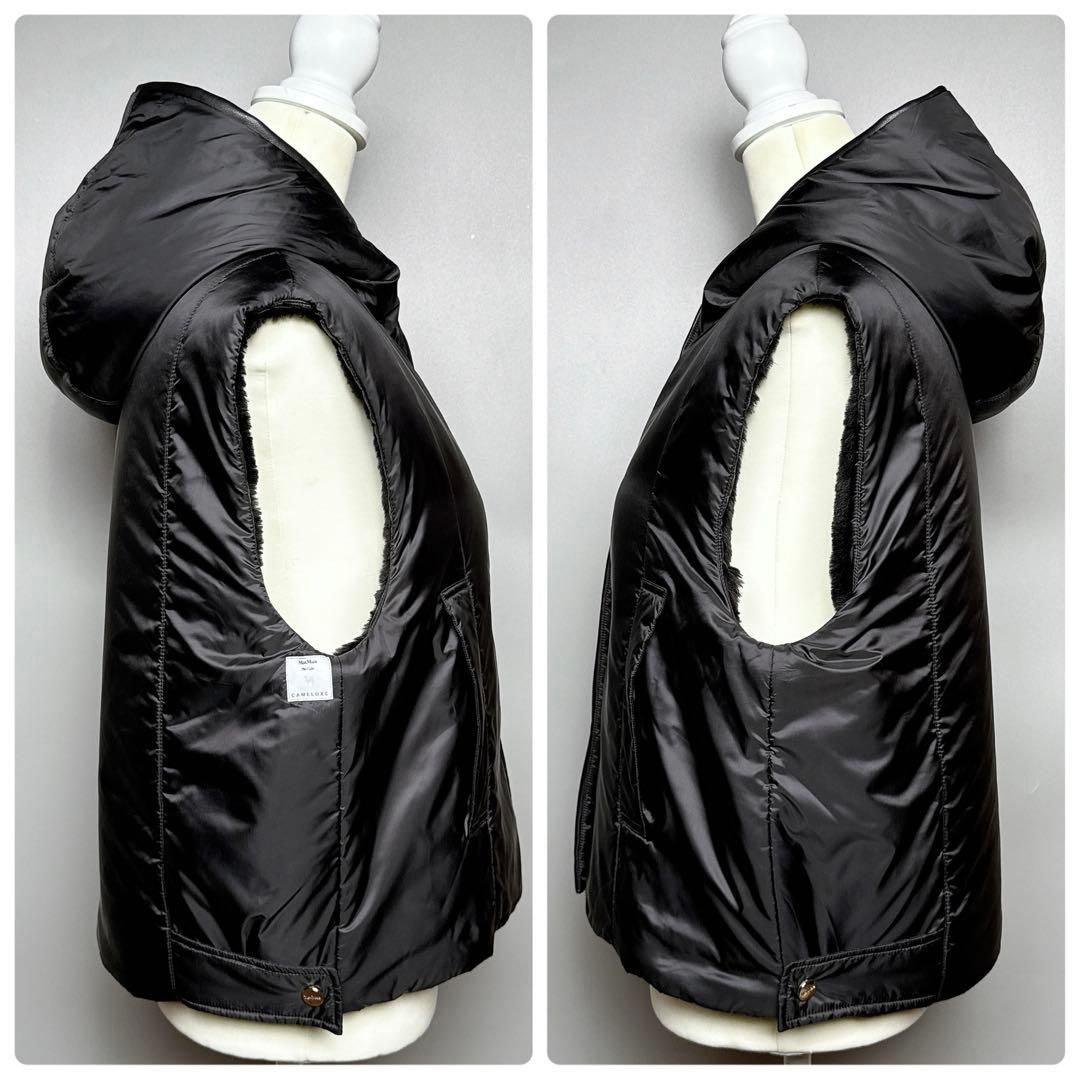 Max Mara the Cube Felix Reversible Fur Vest Black Short Gilet 40 — view 5