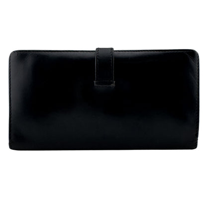 Hermes Bearn Soufflet I Leather Bifold Wallet Black Silver