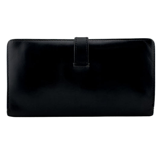 Hermes Bearn Soufflet I Leather Bifold Wallet Black Silver