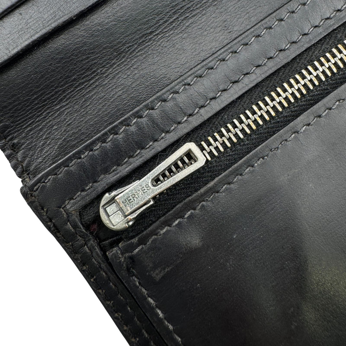 Hermes Bearn Soufflet I Leather Bifold Wallet Black Silver — view 8
