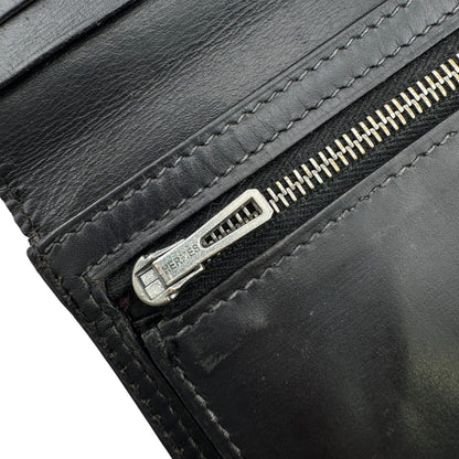 Hermes Bearn Soufflet I Leather Bifold Wallet Black Silver — view 8