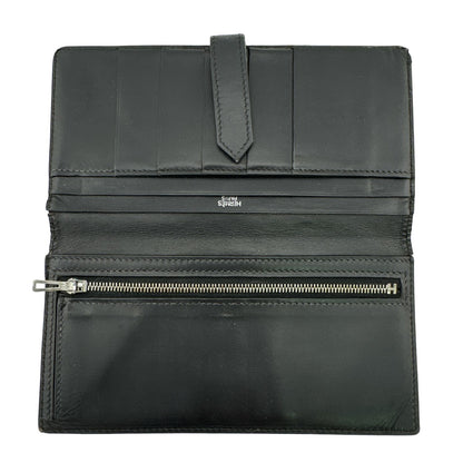 Hermes Bearn Soufflet I Leather Bifold Wallet Black Silver — view 4