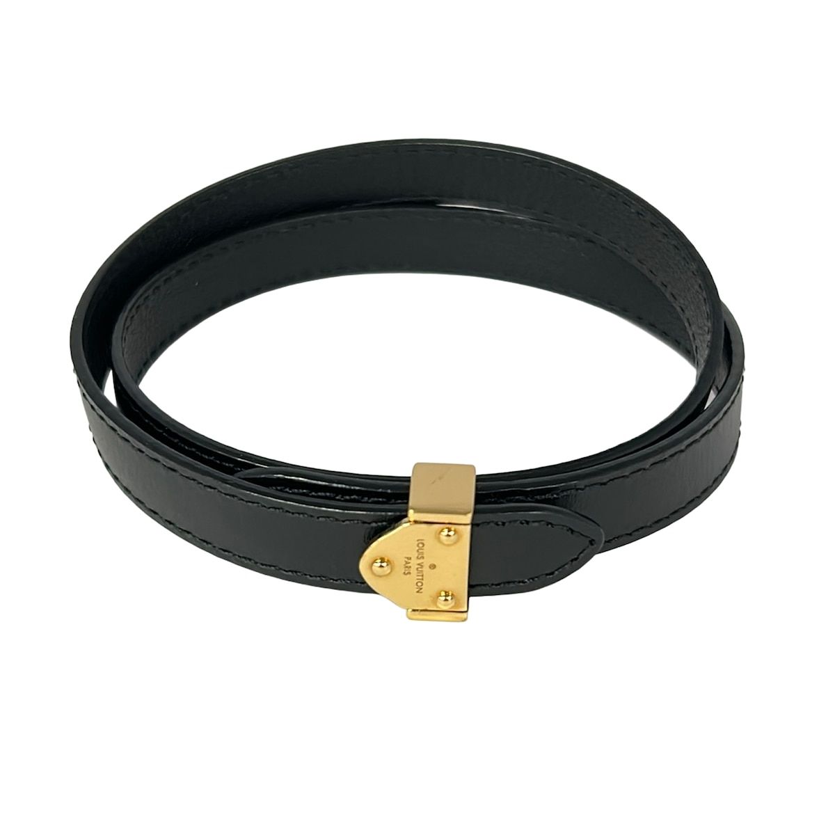 Louis Vuitton Bracelet Box It Leather Black Gold