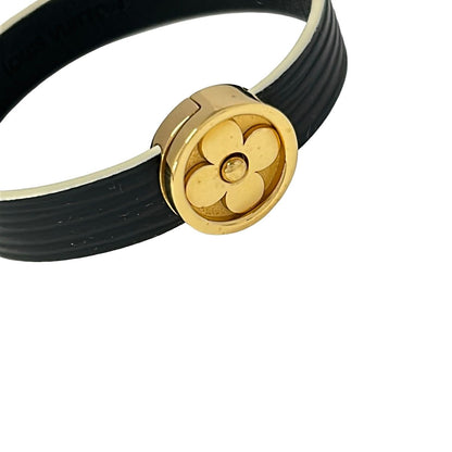 Louis Vuitton Bracelet Flower Action Leather Black 17 — view 2