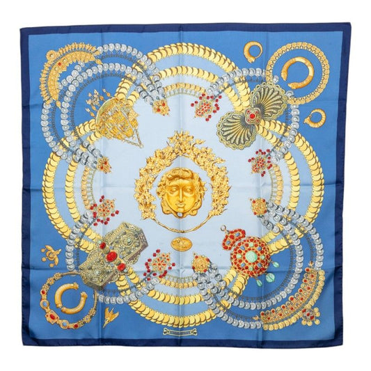 Hermes Carre 90 Kosmima Space Scarf Blue Multicolor Silk