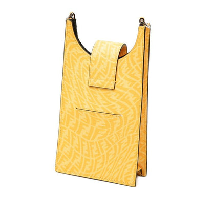 Fendi FF Vertigo Crossbody Shoulder Bag Phone Yellow Leather — view 2