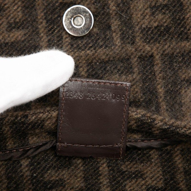 Fendi Zucca Mamma Bucket Handbag Brown Wool Leather — view 6