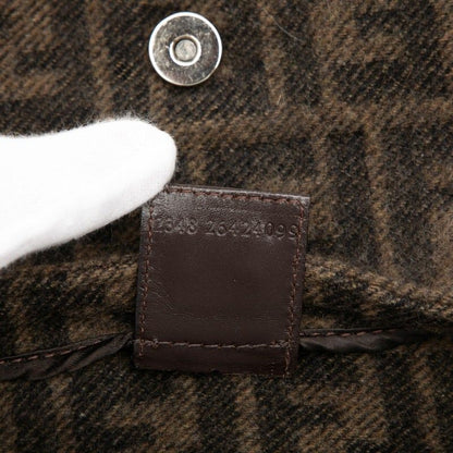 Fendi Zucca Mamma Bucket Handbag Brown Wool Leather — view 6