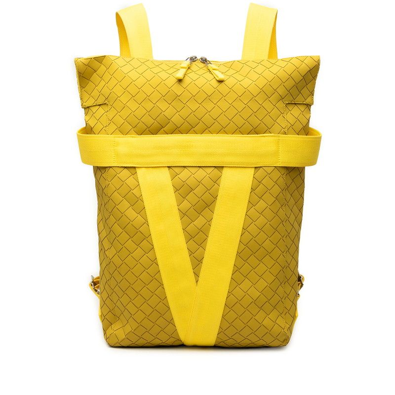 Bottega Veneta Intrecciato New Rubber Backpack Yellow Leather