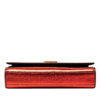 Saint Laurent YSL Logo Cassandra Chain Shoulder Bag Red Gold Leather — view 3