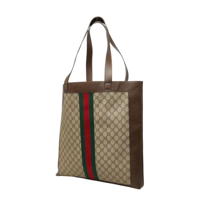 Gucci GG Supreme Ophidia Tote Bag Beige Brown Leather — view 2