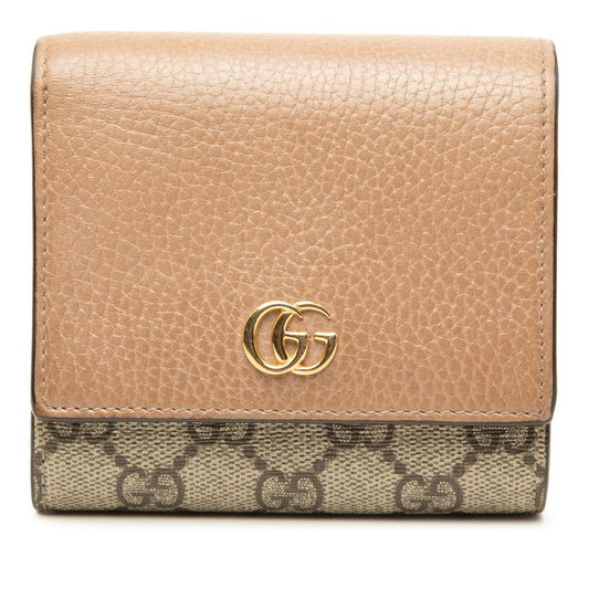 Gucci GG Supreme Bifold Wallet Beige Brown Leather