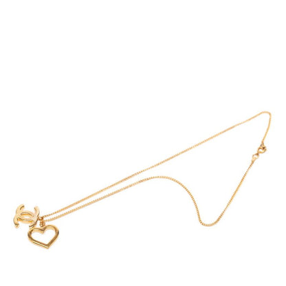Chanel CC Logo Open Heart Chain Pendant 04P Gold Plated — view 3
