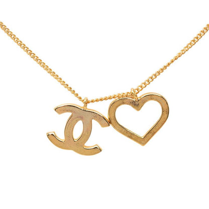 Chanel CC Logo Open Heart Chain Pendant 04P Gold Plated