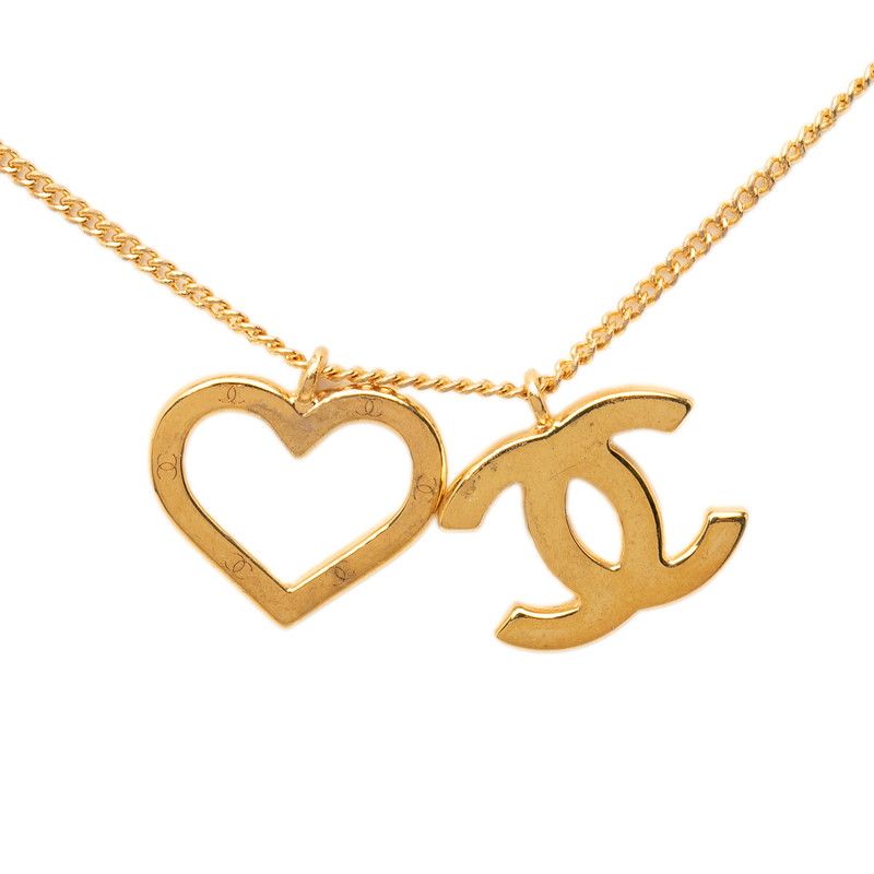 Chanel CC Logo Open Heart Chain Pendant 04P Gold Plated — view 2