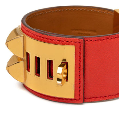 Hermes Collier de Chien Disco Faubourg Bracelet Bangle S Orange Red Veau Epsom — view 4
