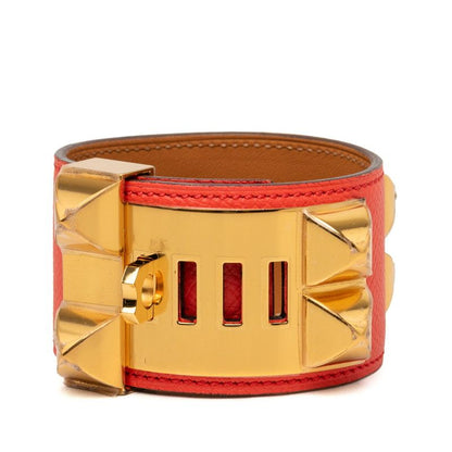 Hermes Collier de Chien Disco Faubourg Bracelet Bangle S Orange Red Veau Epsom