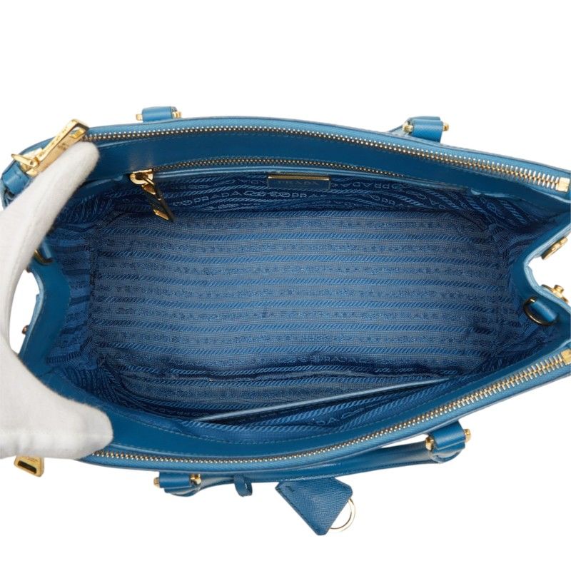 Prada Galleria 2-Way Shoulder Bag Blue Saffiano Leather — view 8
