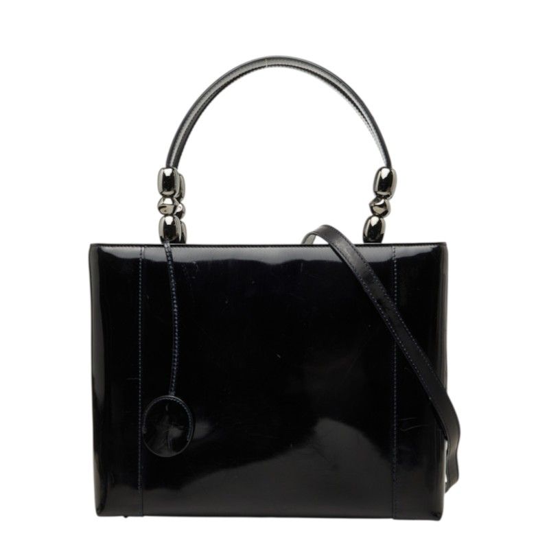 Dior Malice Pearl 2-Way Shoulder Bag Navy Patent Leather