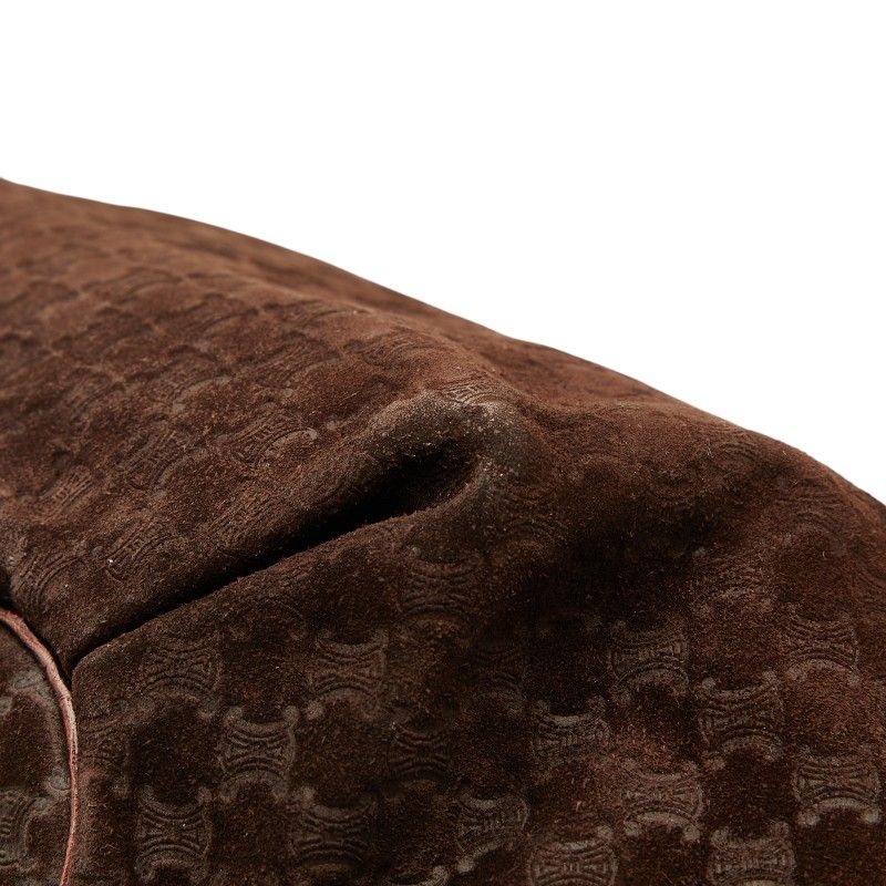 Celine Macadam Bittersweet Croco Embossed Tote Bag Brown Chocolate Leather Suede — view 6