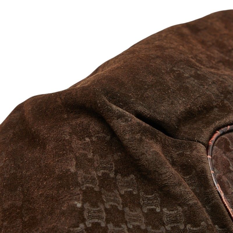 Celine Macadam Bittersweet Croco Embossed Tote Bag Brown Chocolate Leather Suede — view 5