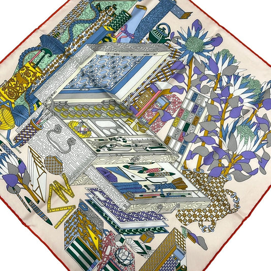 Hermes Scarf Petit Carre Gavroche Light Pink Blue Gray Multi les Tresors D'un