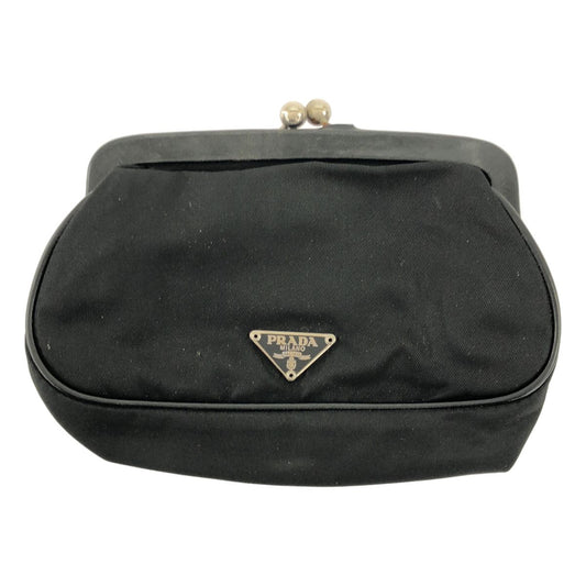 Prada Nylon Kiss Lock Pouch Coin Purse Black