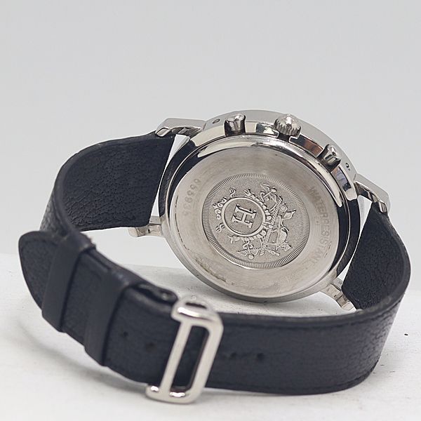 Hermes Clipper Chronograph SS Date White Dial Watch — view 4