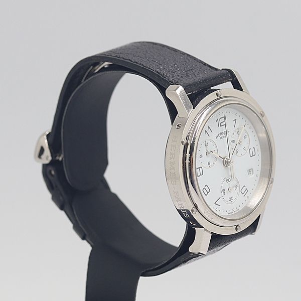 Hermes Clipper Chronograph SS Date White Dial Watch — view 2