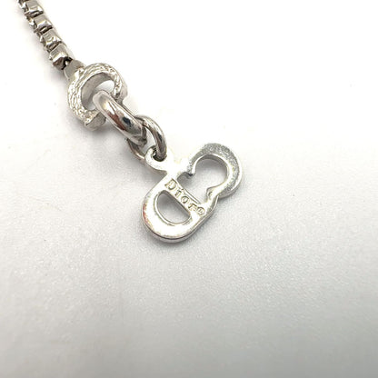 Dior D Logo Rhinestone Metal Clear Silver Bracelet — view 4