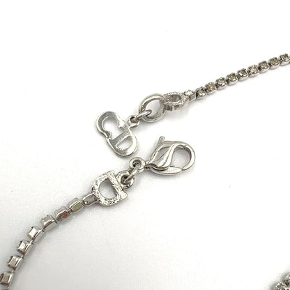 Dior D Logo Rhinestone Metal Clear Silver Bracelet — view 7