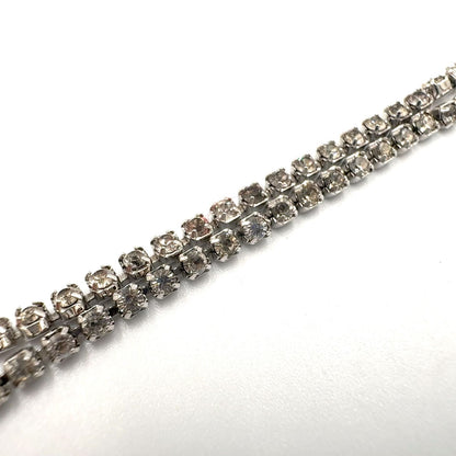 Dior D Logo Rhinestone Metal Clear Silver Bracelet — view 8