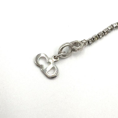 Dior D Logo Rhinestone Metal Clear Silver Bracelet — view 5