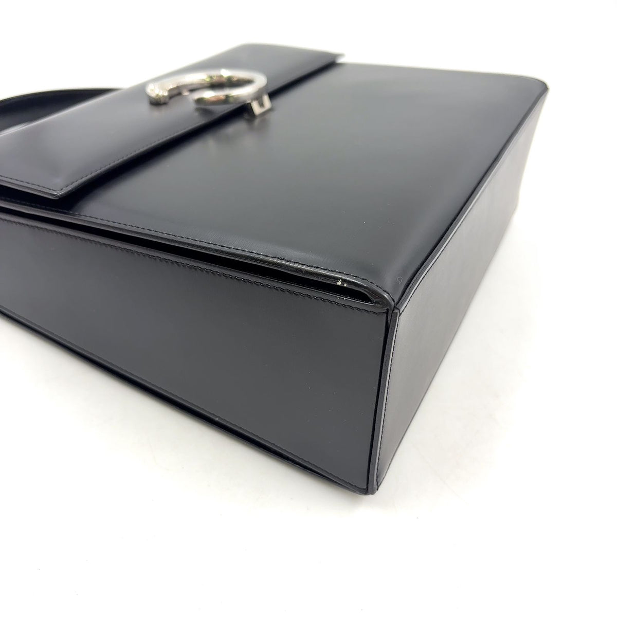 Cartier Panthere Leather Black Handbag Silver — view 7