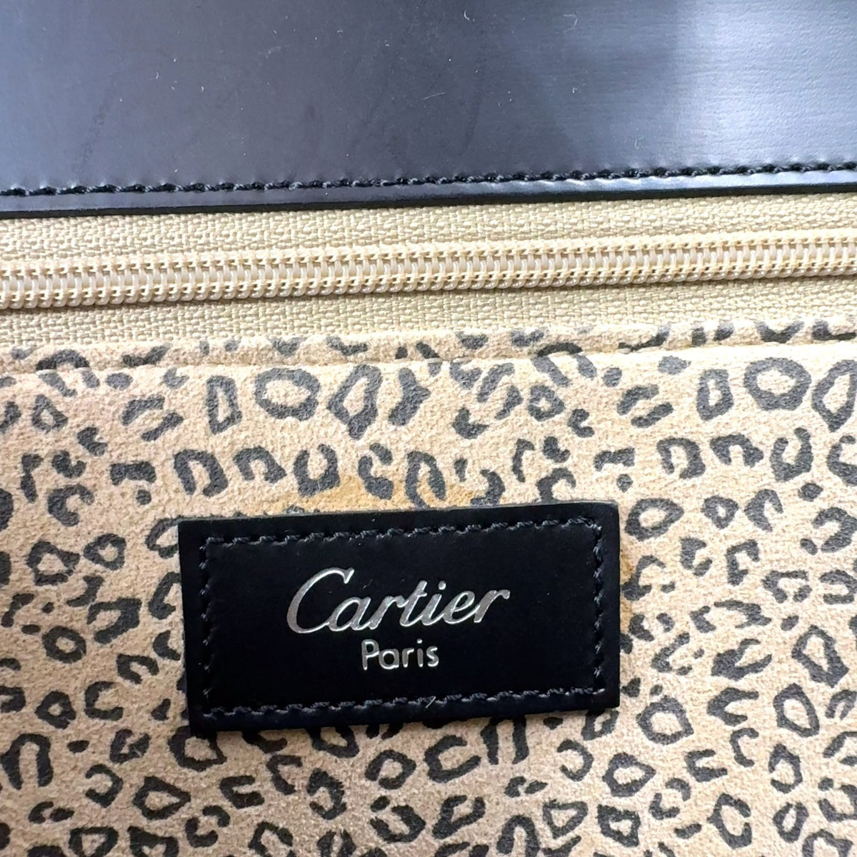 Cartier Panthere Leather Black Handbag Silver — view 4