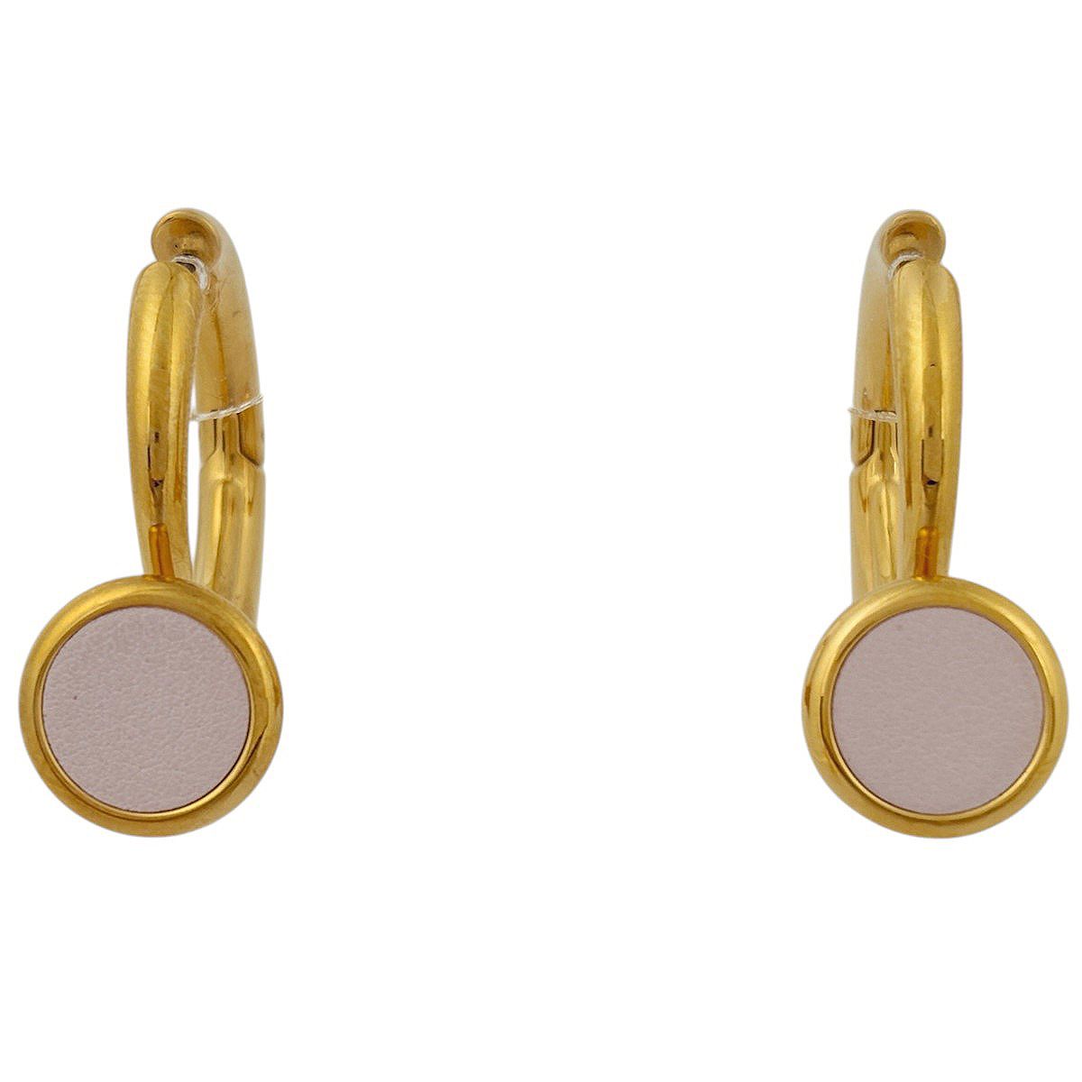 Hermes Earrings Colash Leather Gold Pink